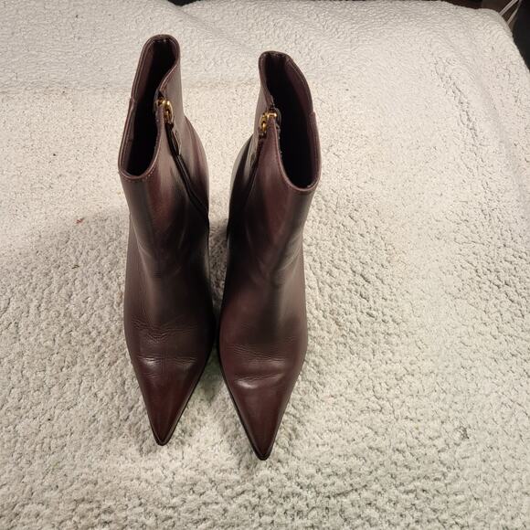 Schutz Mikki pointed-toe block-heel bootie in brown leather women's size 6.5B - Picture 3 of 7